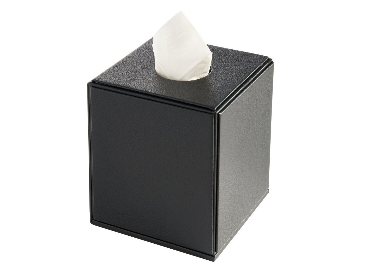 Corby Highland Square Tissue Holder, Black PU Leather