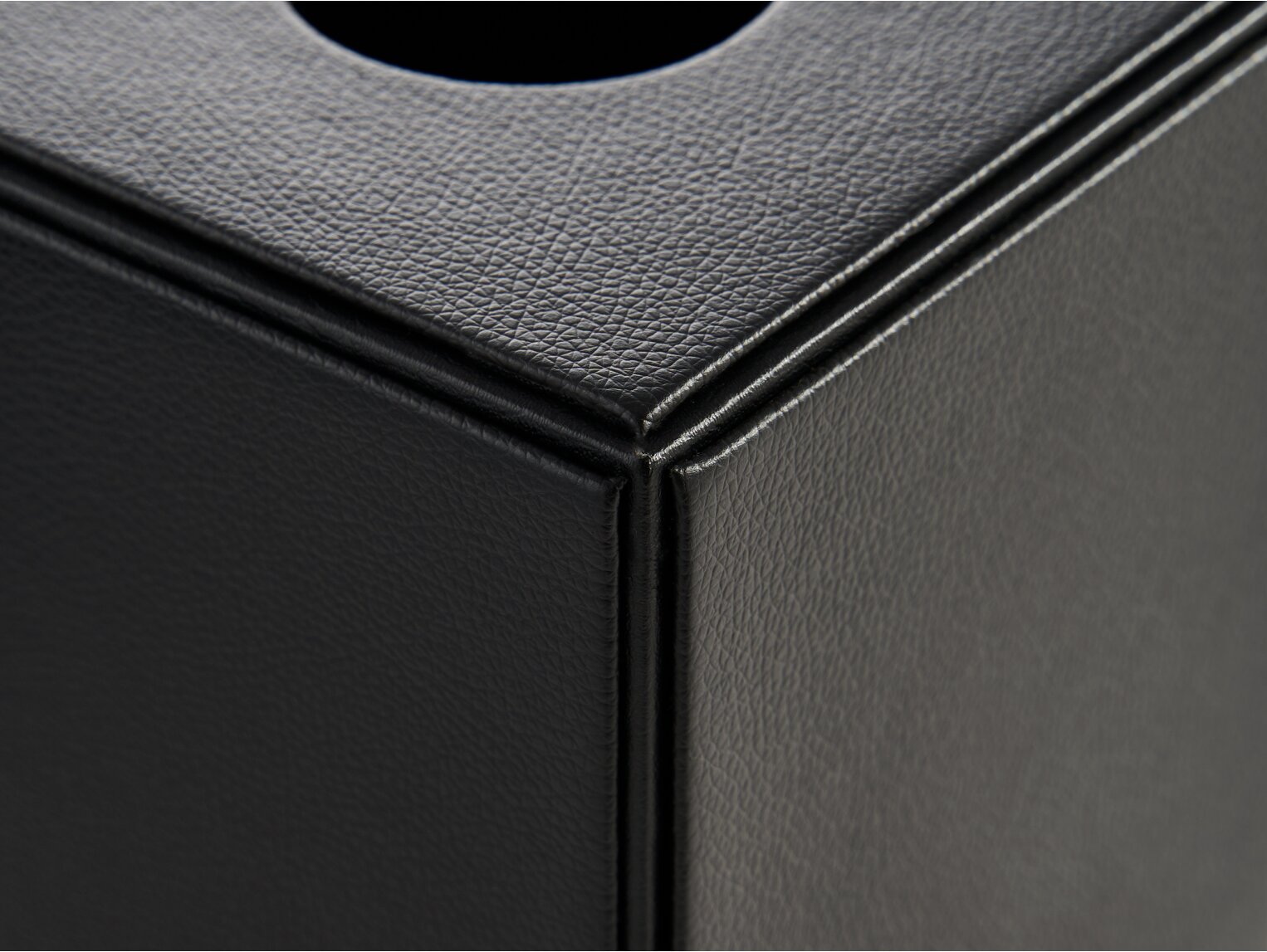 Corby Highland Square Tissue Holder, Black PU Leather