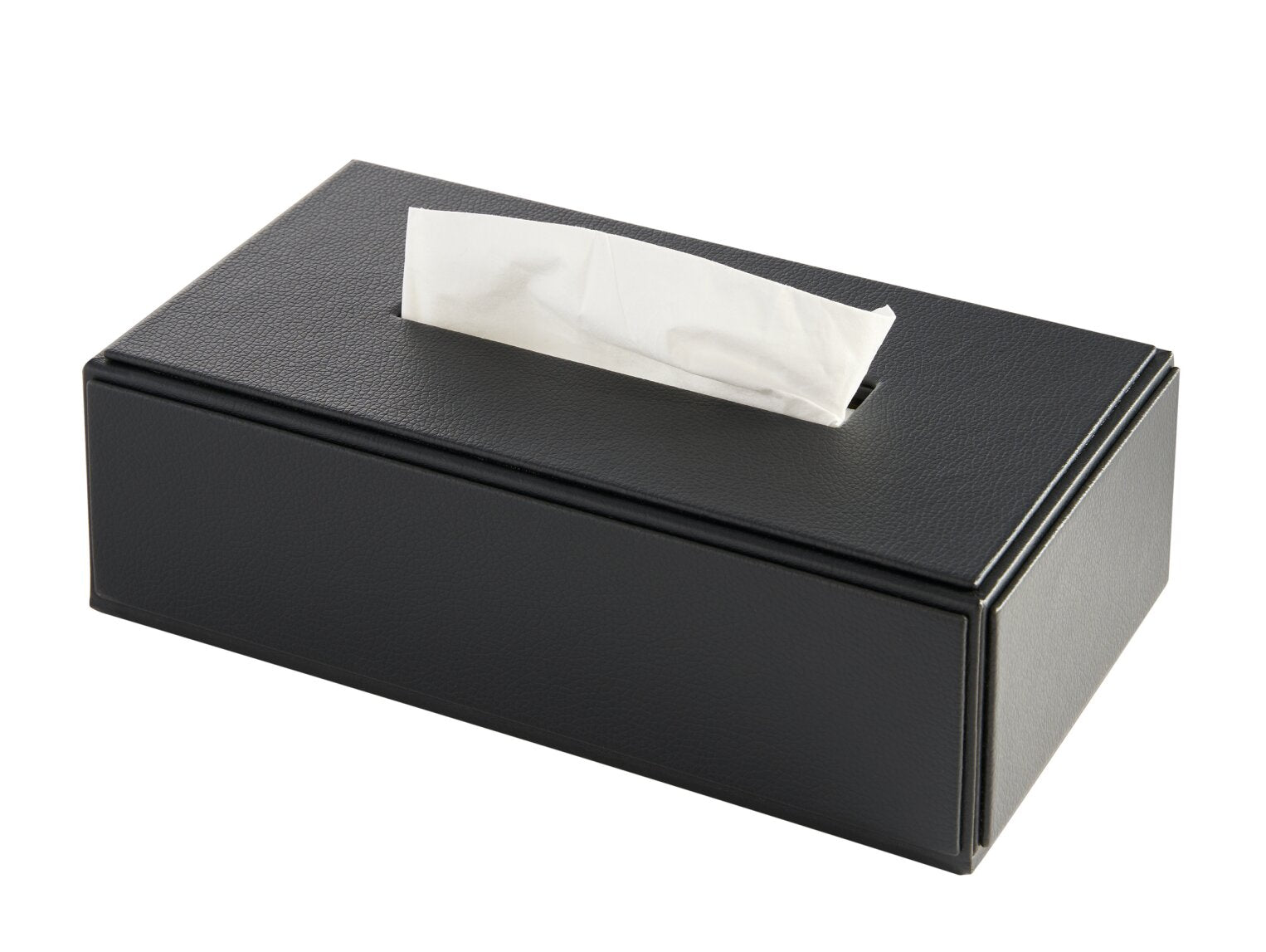 Corby Highland Rectangular Tissue Holder, Black PU Leather