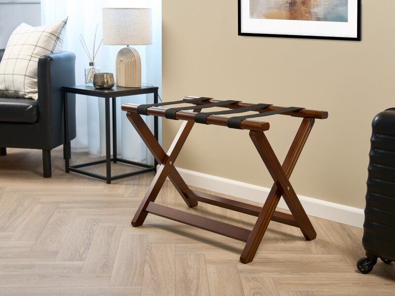 Corby York Foldable Wooden Hotel Luggage Rack - Dark Wood