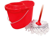 Cleaning set - fringed mop, set with handle, bucket, wringer, and dirty water container