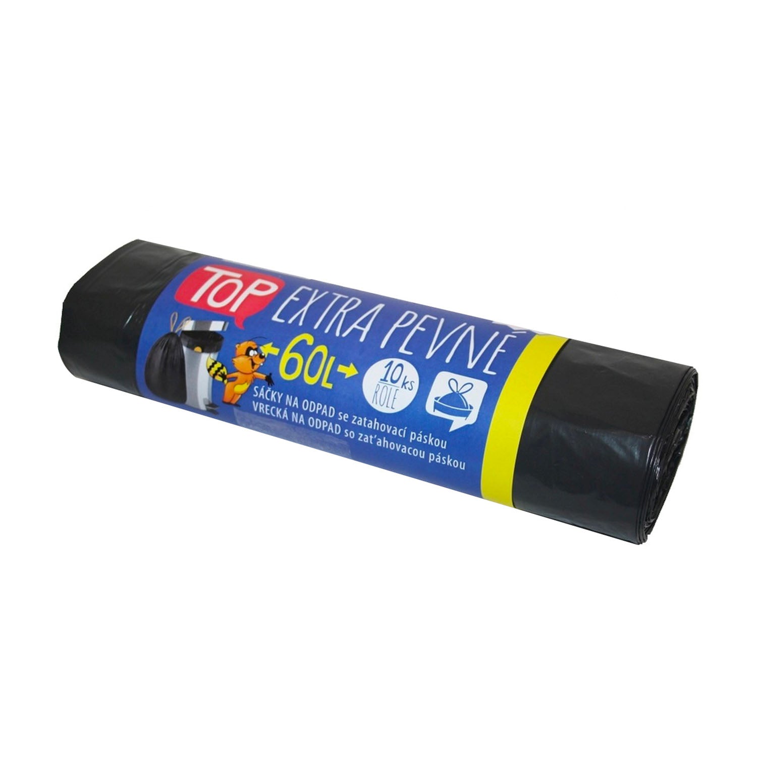 Sáček na odpad Extra Top, 60 x 70 cm, 60 l, 35 mikronů, zatahovací, LDPE, 10 ks, černý