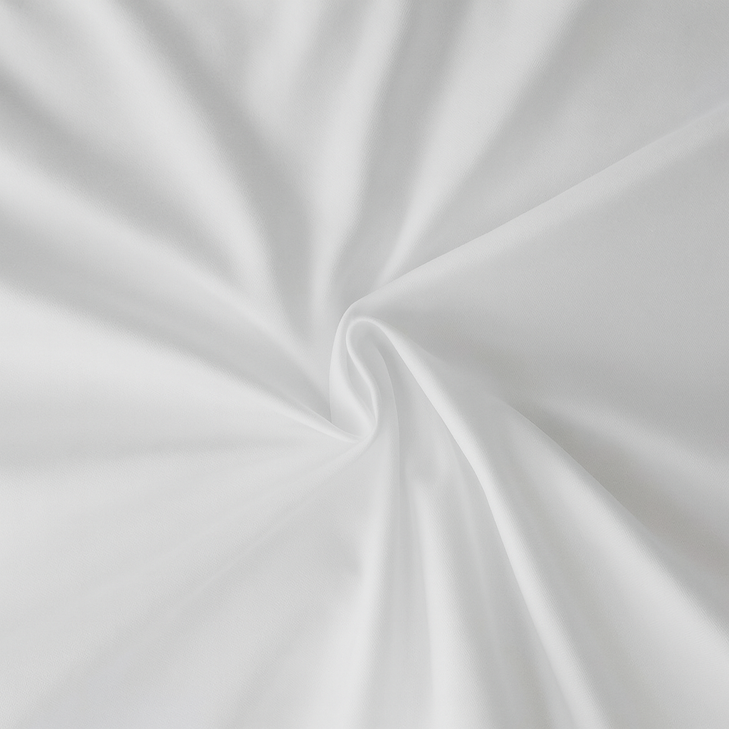 White cotton hotel-style fitted sheet with satin weave