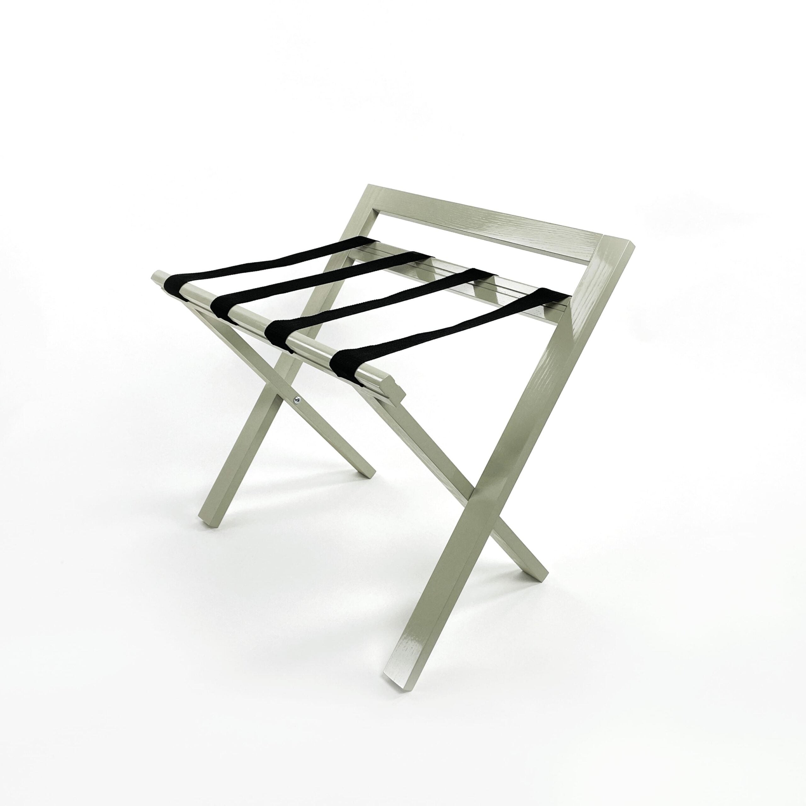 Foldable hotel luggage rack with backrest - lacquered wood