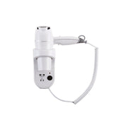 Wall-mounted hotel hair dryer with a shaver socket
