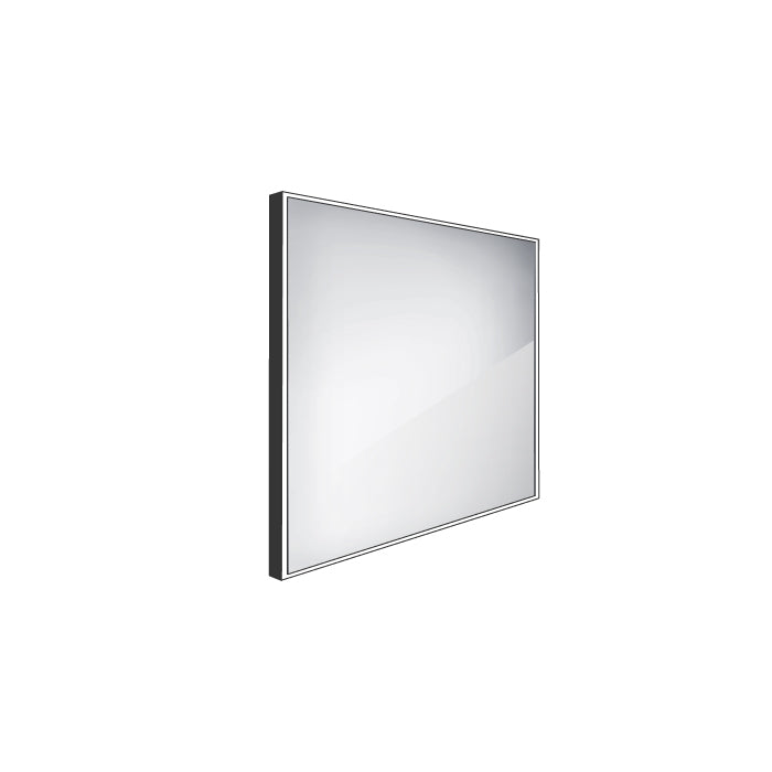 fekete LED-es tükör 600x600