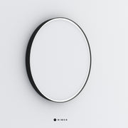 Black round LED mirror, 800 mm diameter