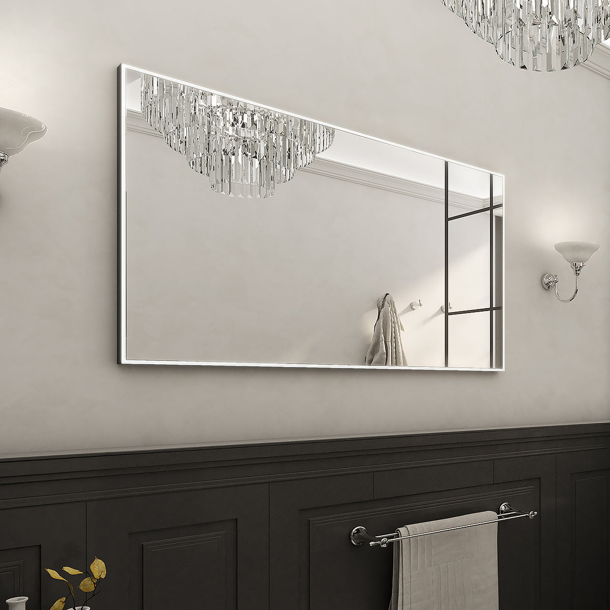 Black LED mirror, 1400x700, with two touch sensors