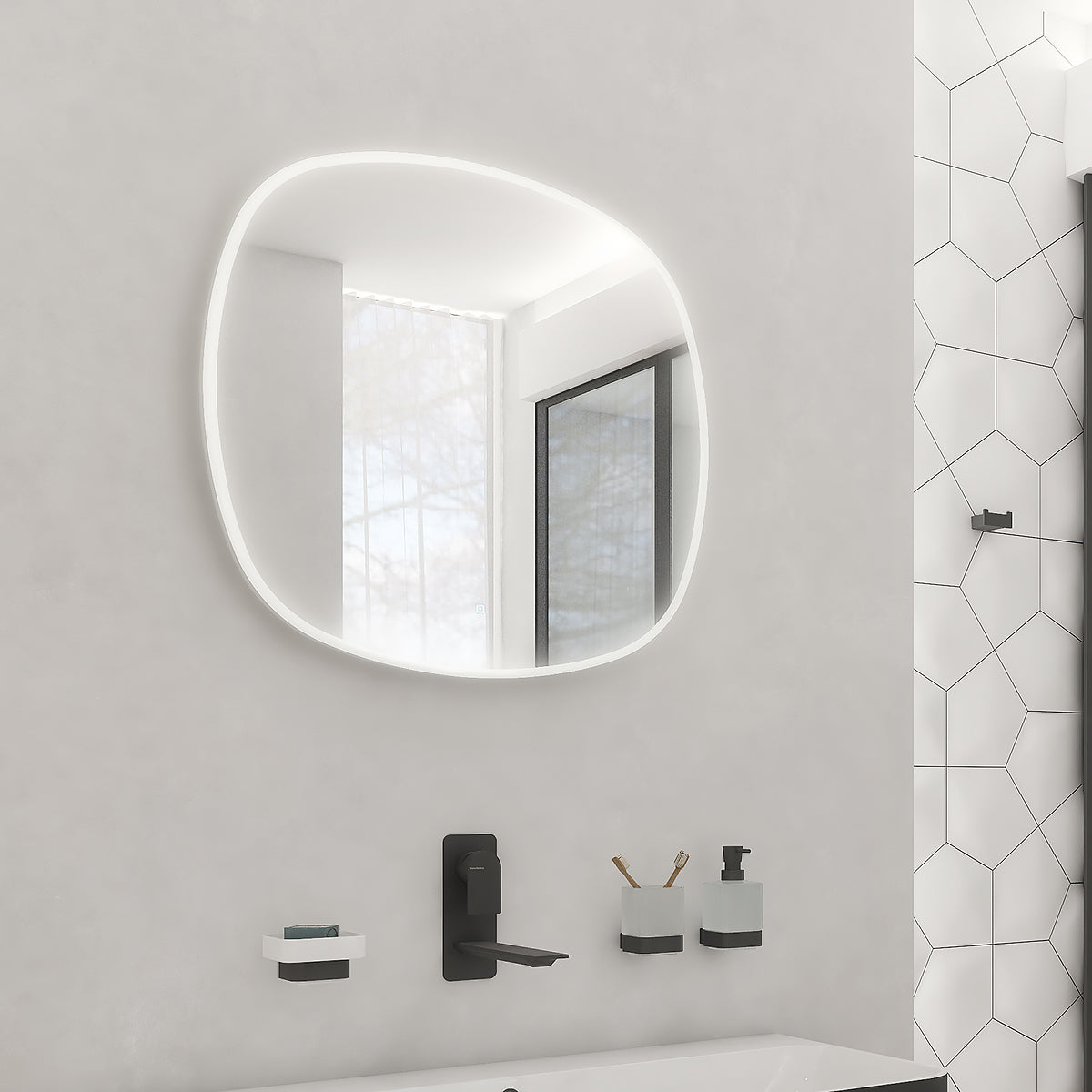 Oval LED mirror, 700 mm diameter