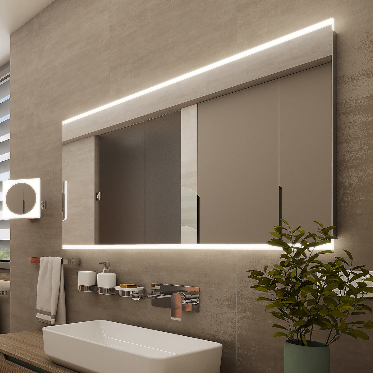 1400x700 LED mirror with two touch sensors