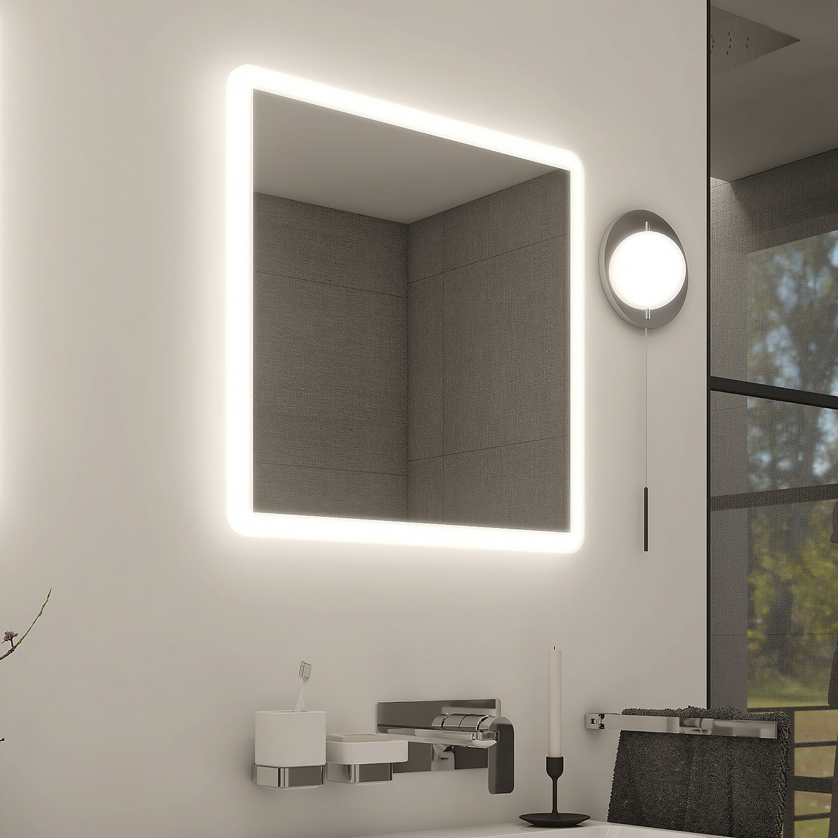 600x600-as LED-es tükör két érintésérzékelővel