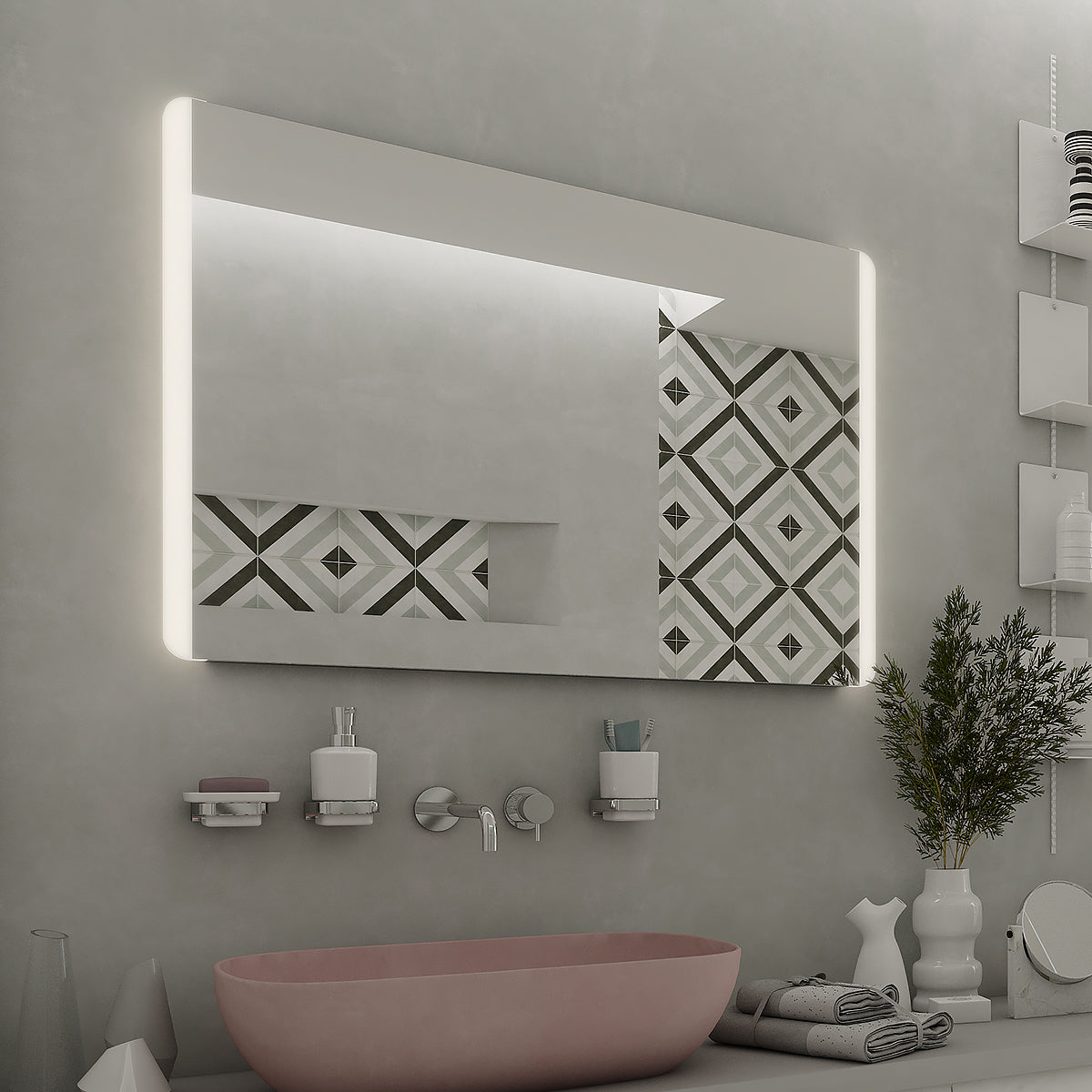800x700 LED mirror with touch sensor