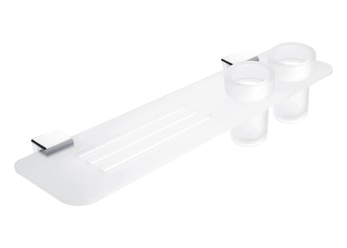 Shelf with toothbrush holders
