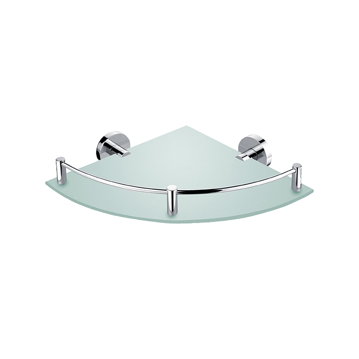 Corner shelf with a railing
