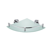Corner shelf with a railing