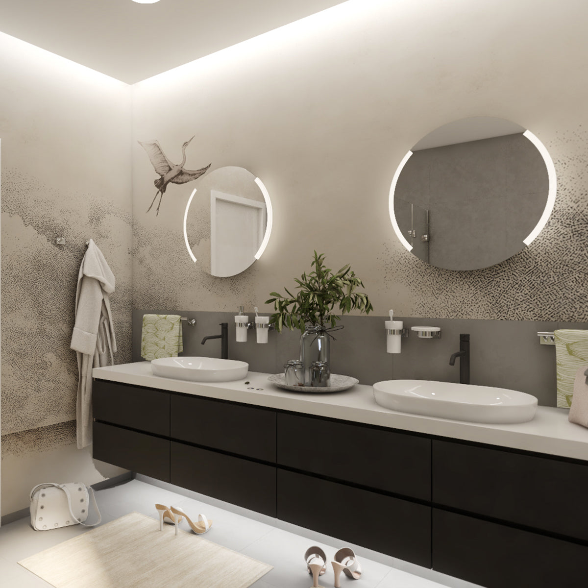 600x600-as LED-es tükör
