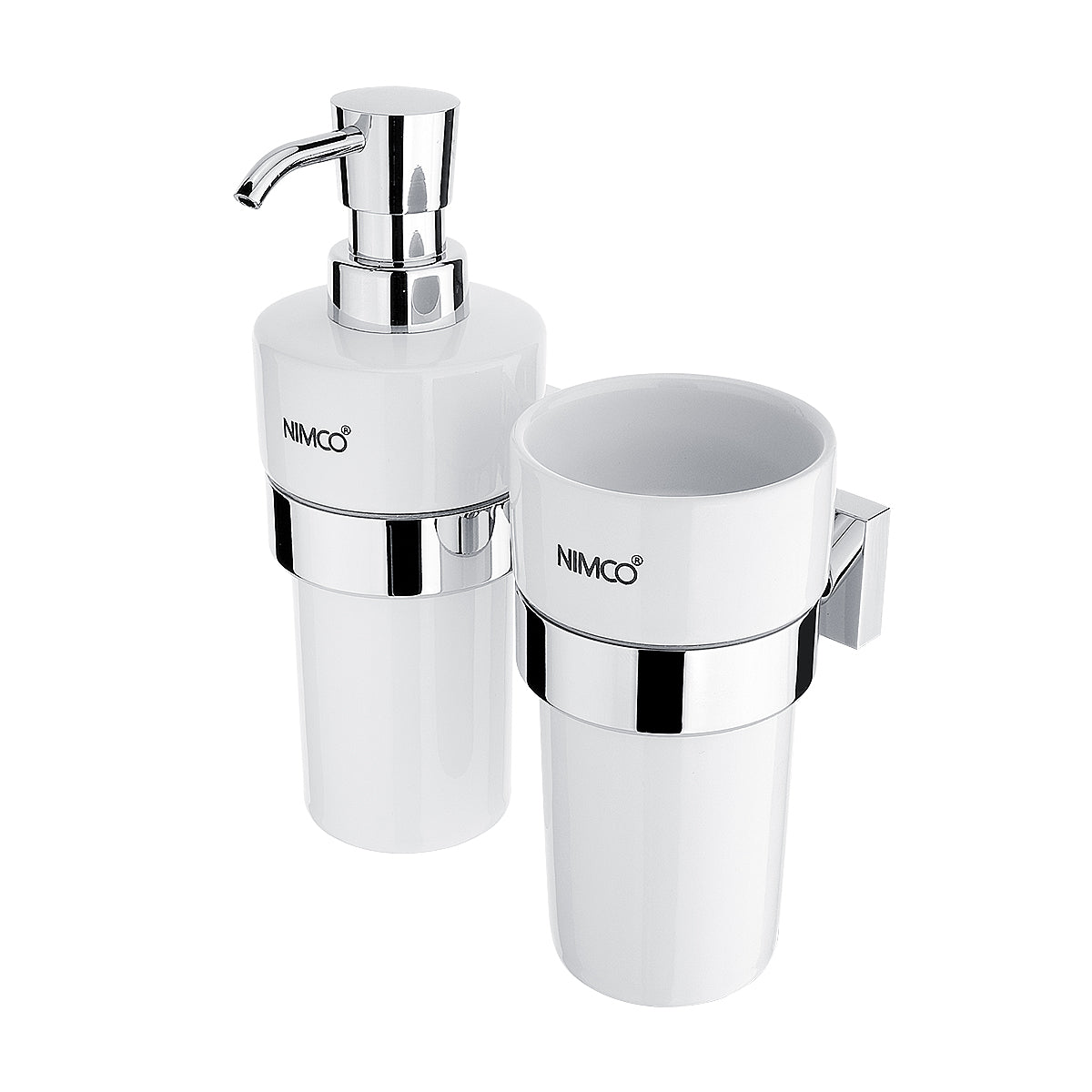 Dispenser with cup, plastic pump