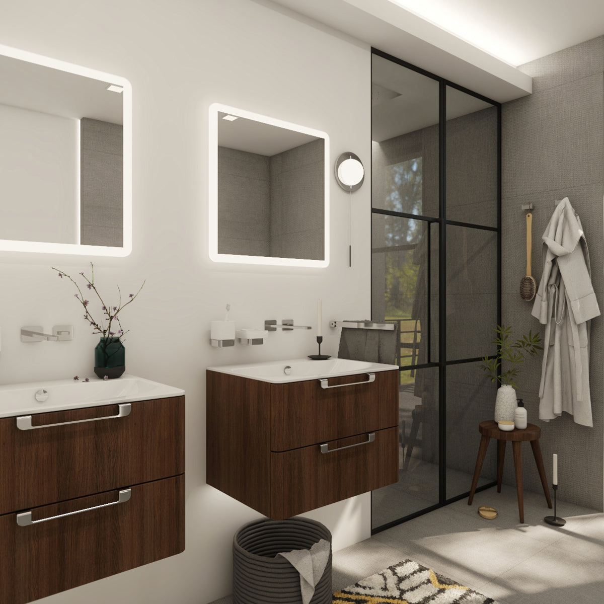 600x600 LED mirror with touch sensor