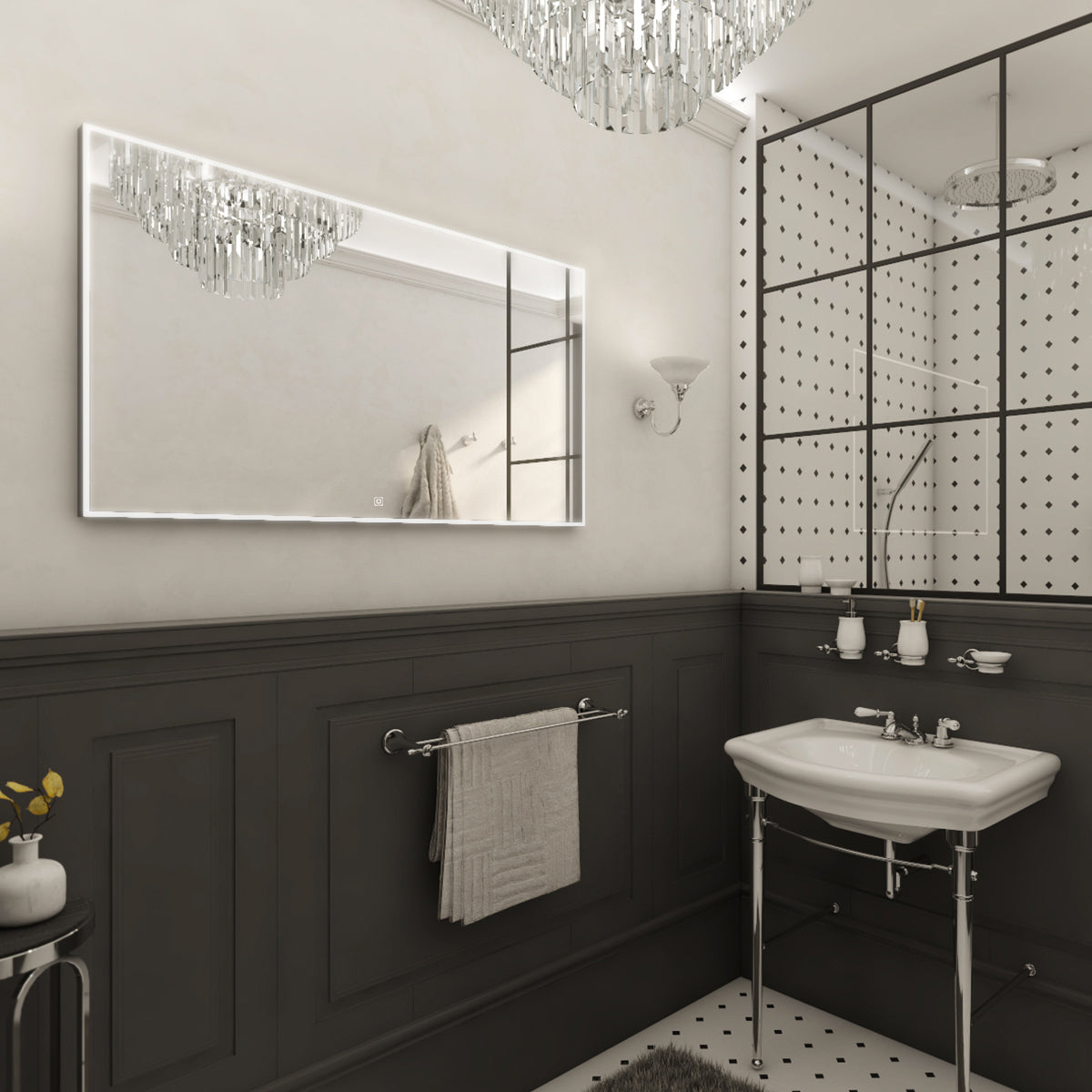 Black LED mirror, 1200x700, with touch sensor