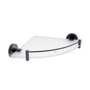 Corner shelf with a railing