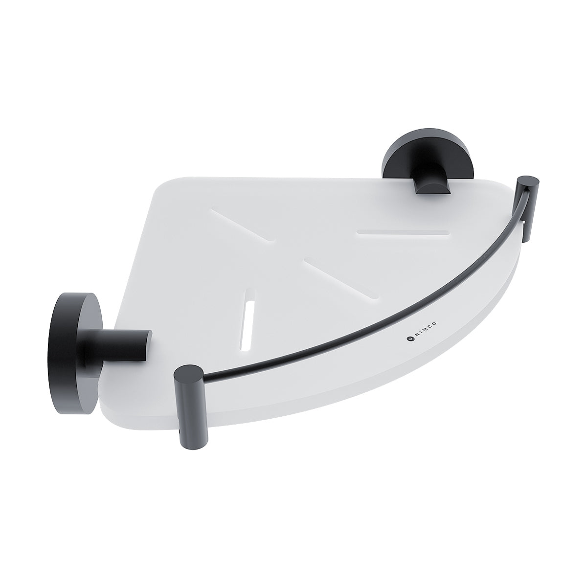 Corner shelf with a railing