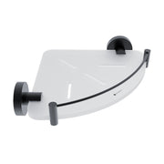 Corner shelf with a railing