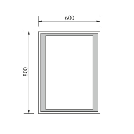 800x600-as LED-es tükör