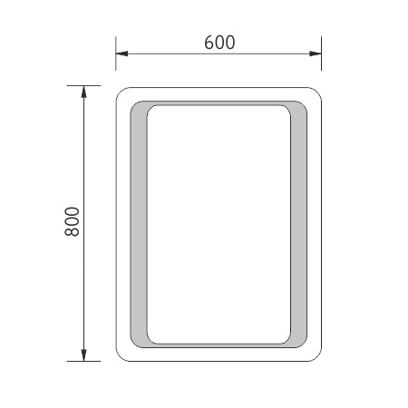800x600-as LED-es tükör