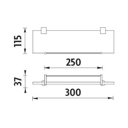 Shelf with guardrail, 30 cm