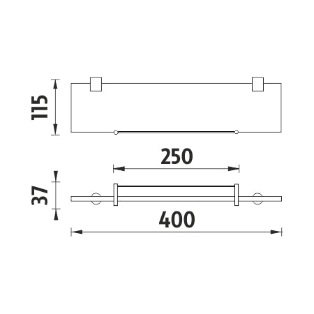 Shelf with guardrail, 40 cm
