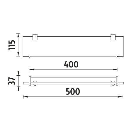 Shelf with guardrail, 50 cm