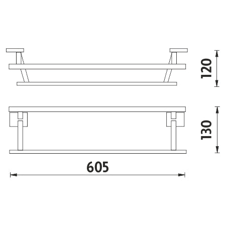 Double towel rack, 61 cm