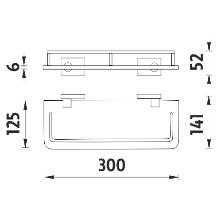 Shelf with guardrail, 30 cm