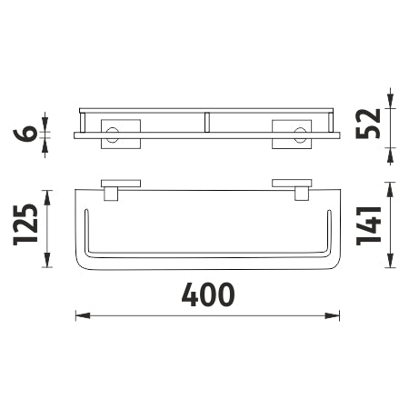 Shelf with guardrail, 40 cm