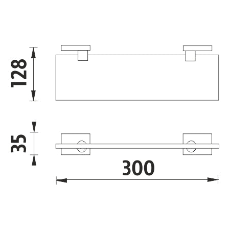 Shelf without railing, 30 cm