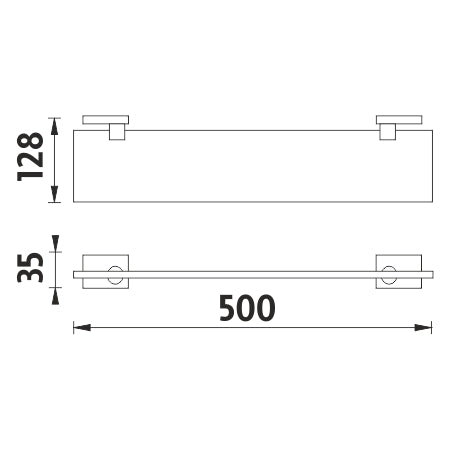 Shelf without railing, 50 cm