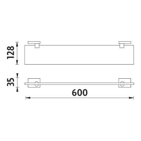 Shelf without railing, 60 cm
