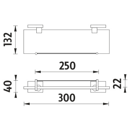 Shelf with guardrail, 30 cm