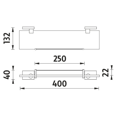 Shelf with guardrail, 40 cm
