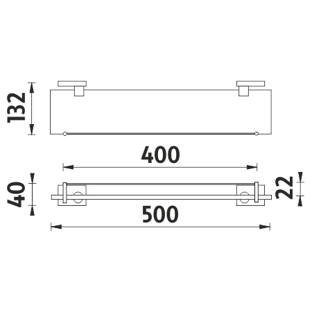 Shelf with guardrail, 50 cm
