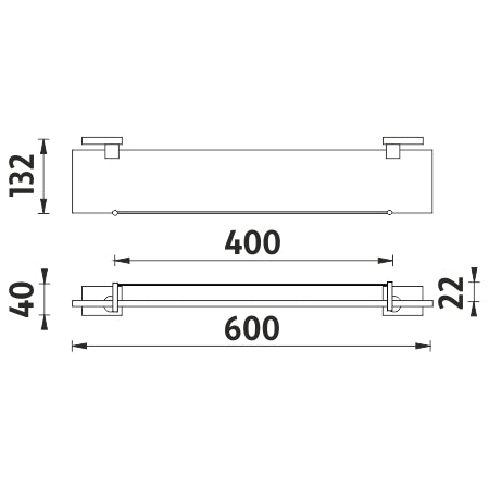 Shelf with guardrail, 60 cm