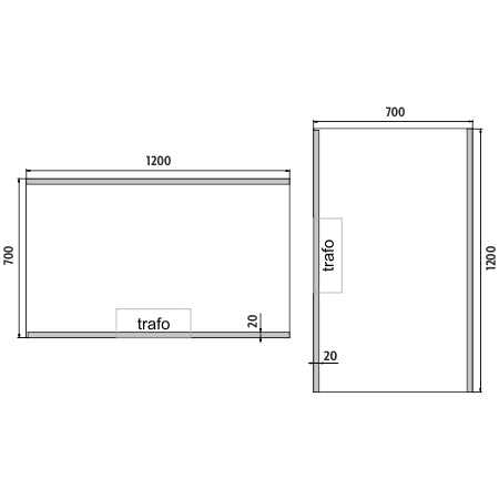 1200x700-as LED-es tükör