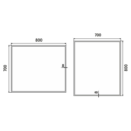 800x700-es LED-es tükör
