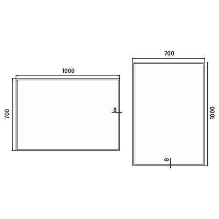 1000x700-as LED-es tükör