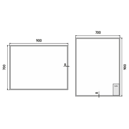 900x700-as LED-es tükör
