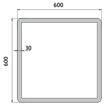 600x600-as LED-es tükör