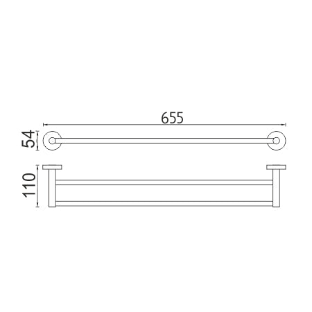 Double towel rack, 66 cm