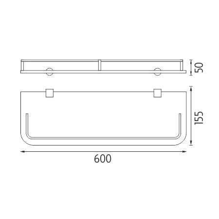 Shelf with guardrail, 60 cm