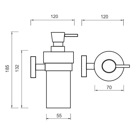 Liquid soap dispenser, brushed stainless steel pump