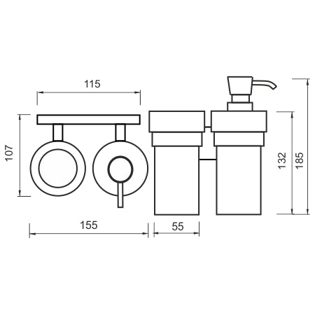 Dispenser with cup, plastic pump